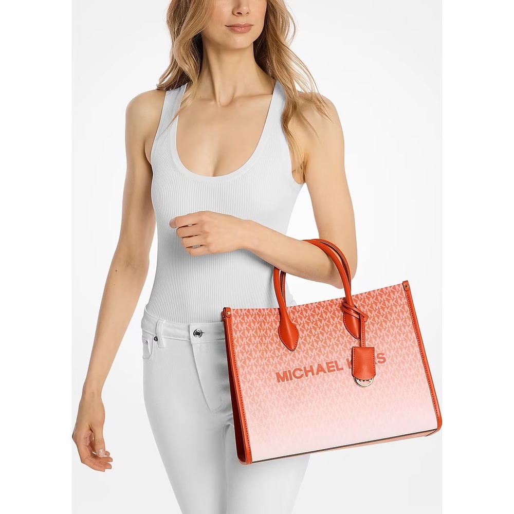NWT Michael Kors Mirella Ombré Logo Medium Tote Bag With Crossbody Strap $558